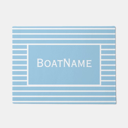 Light Blue  White Boat Name Doormat