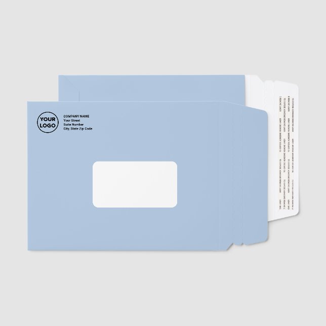 Light Blue White Business Logo Envelope Mailers (Front & Back)