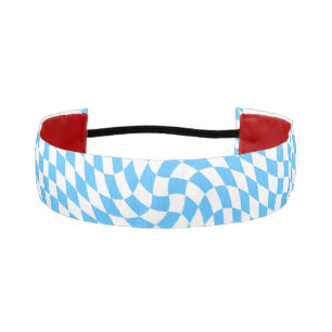 Light Blue & White Checkered Checkerboard Pattern Athletic Headband