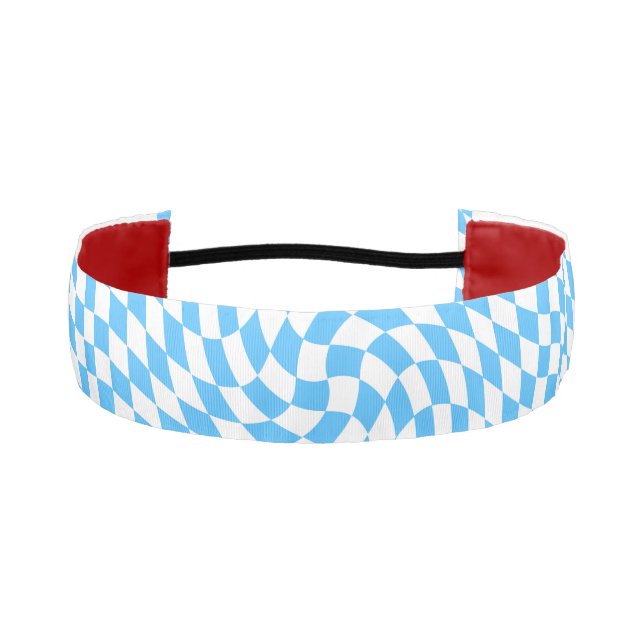 Light Blue & White Checkered Checkerboard Pattern  Athletic Headband (Front)