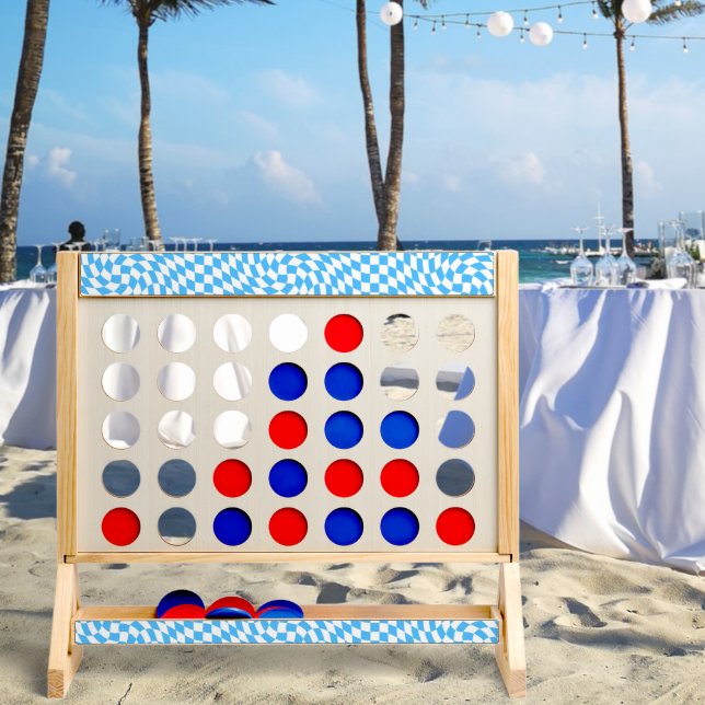 Light Blue & White Checkered Checkerboard Pattern  Fast Four (Wedding)