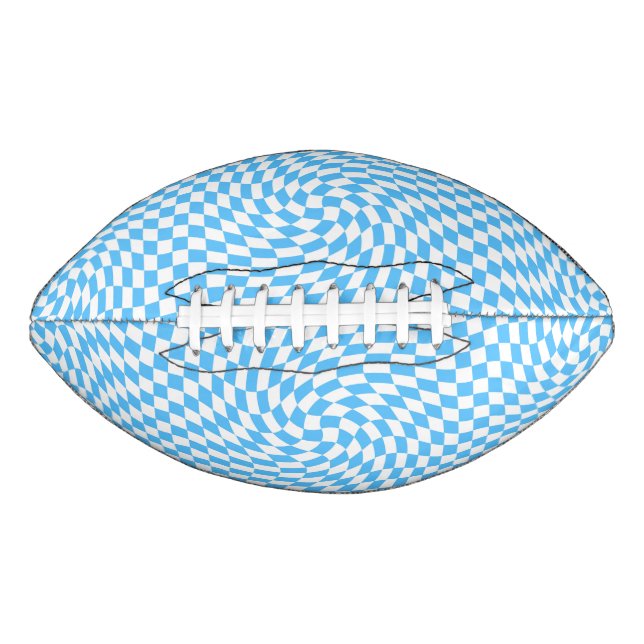 Light Blue & White Checkered Checkerboard Pattern  Football (Front)