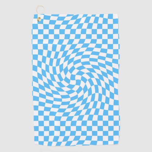Light Blue  White Checkered Checkerboard Pattern  Golf Towel
