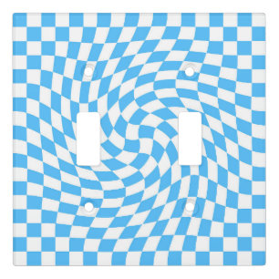 Light Blue & White Checkered Checkerboard Pattern  Light Switch Cover