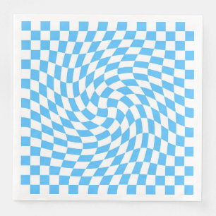 Light Blue & White Checkered Checkerboard Pattern  Paper Dinner Napkins