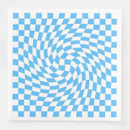 Light Blue  White Checkered Checkerboard Pattern  Paper Dinner Napkins