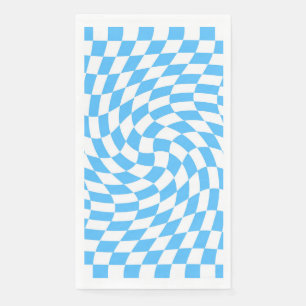 Light Blue & White Checkered Checkerboard Pattern  Paper Guest Towels