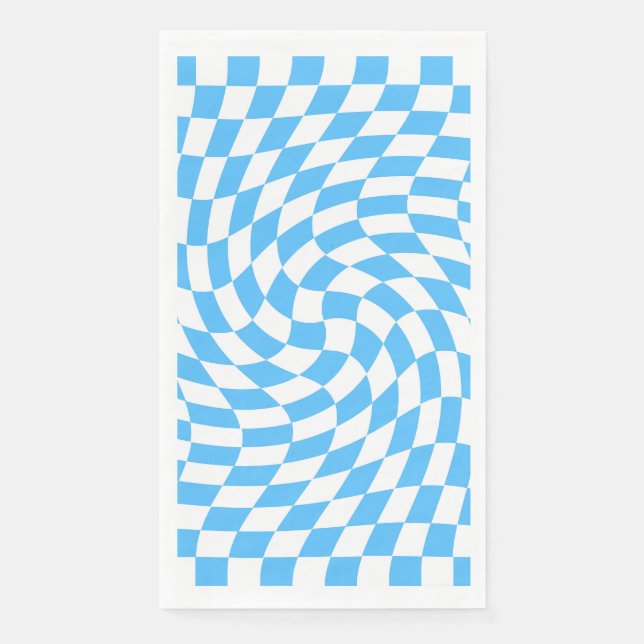 Light Blue & White Checkered Checkerboard Pattern  Paper Guest Towels (Front)