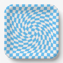 Light Blue & White Checkered Checkerboard Pattern