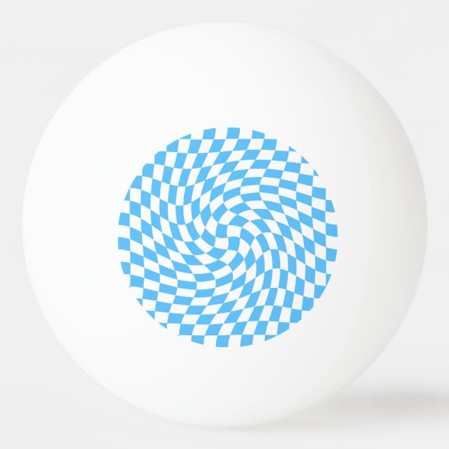 Light Blue & White Checkered Checkerboard Pattern  Ping Pong Ball (Front)