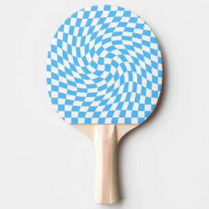 Light Blue & White Checkered Checkerboard Pattern  Ping Pong Paddle
