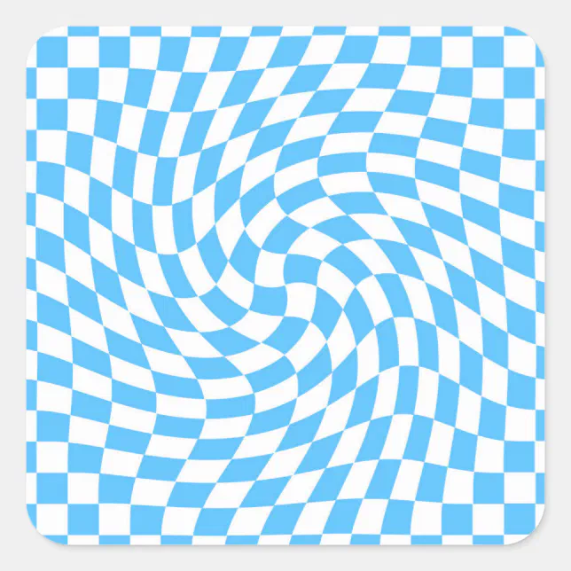 Light Blue & White Checkered Checkerboard Pattern Square Sticker | Zazzle