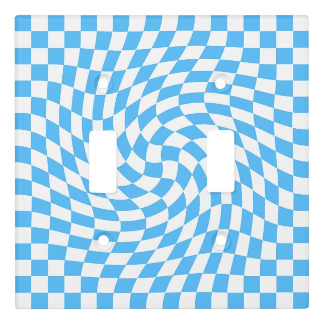 Light Blue & White Checkered Checkerboard Pattern  Switch Cover (Front)