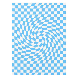 Light Blue & White Checkered Checkerboard Pattern Tablecloth