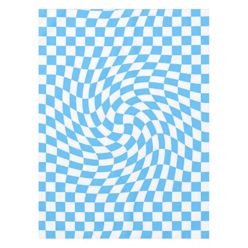 Light Blue  White Checkered Checkerboard Pattern  Tablecloth
