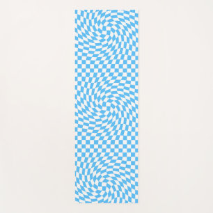 Light Blue & White Checkered Checkerboard Pattern  Yoga Mat