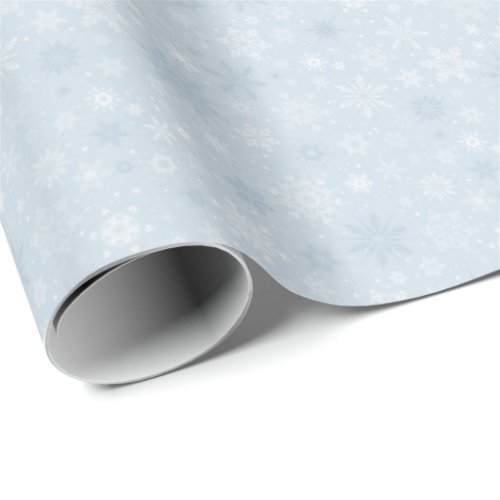 Light Blue White Christmas Snowflake Pattern Wrapping Paper