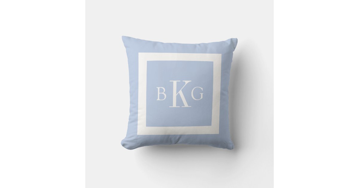 Light Blue Monogram Decorative & Throw Pillows