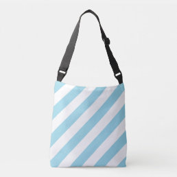 Light Blue White Diagonal Stripes Crossbody Bag
