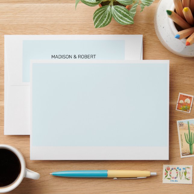 Light Blue White Elegant Personalized Envelope (Desk)