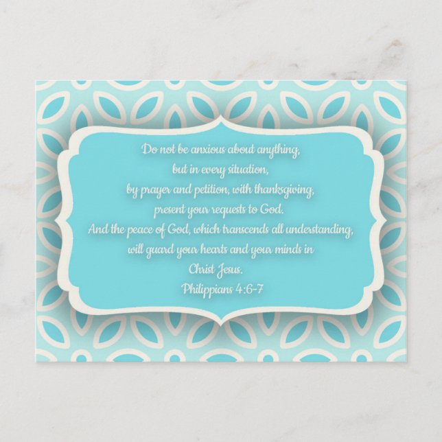 Light Blue White Floral Bible Verse Encouragement Postcard (Front)