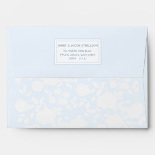 Light Blue White Floral Elegant Custom Address Envelope