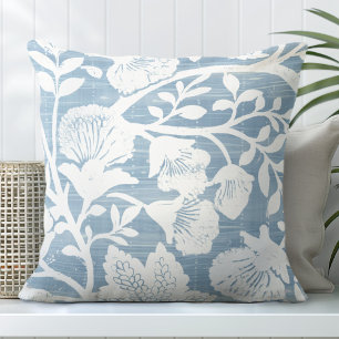 Light Blue & White Floral Throw Pillow