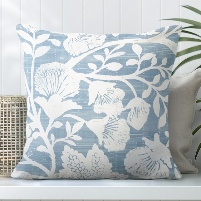 Light Blue & White Floral Throw Pillow (Creator Uploaded)