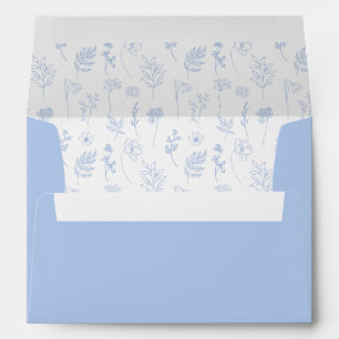Light blue white floral wedding card Envelope