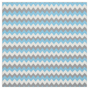 Light Blue, White & Gray Chevron Pattern Fabric