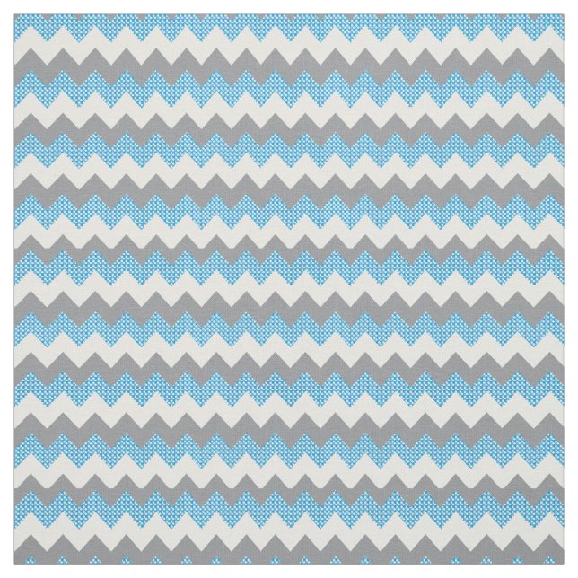 Light Blue, White & Gray Chevron Pattern Fabric (Swatch)