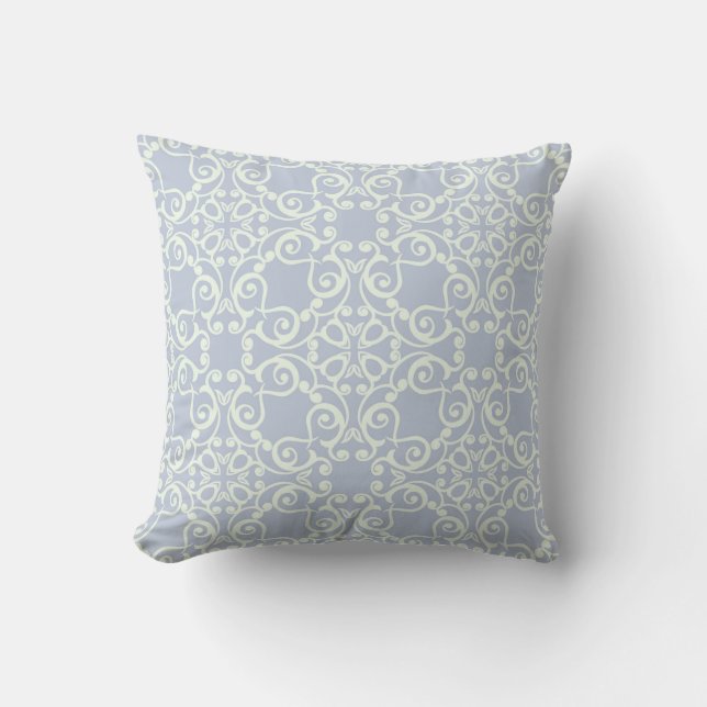 LIGHT BLUE WHITE HAMPTONS PATTERN CUSHION (Front)