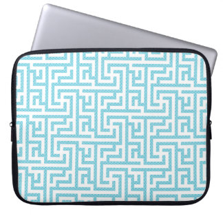 Light Blue & White Labyrinth Laptop Sleeve