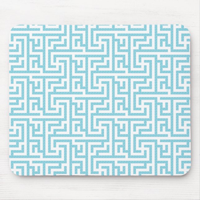 Light Blue & White Labyrinth Mouse Pad (Front)