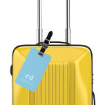 Light blue white monogram initials luggage tag<br><div class="desc">A light blue colored background. Personalize and add your monogram letters and full name on the front. Your contact information on the back.</div>