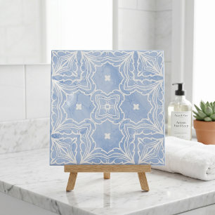 Light Blue White Moroccan Faux Marble Pattern Ceramic Tile
