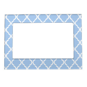 Light Blue White Moroccan Lattice Magnetic Frame