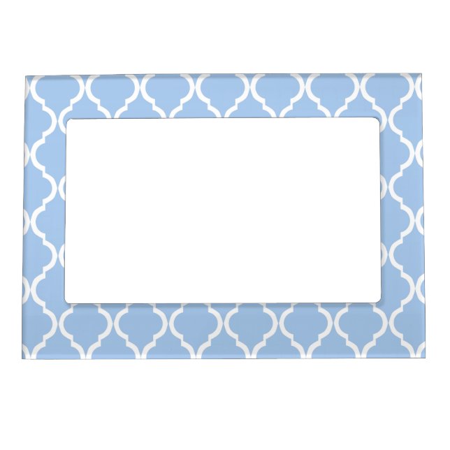 Light Blue White Moroccan Lattice Magnetic Frame (Front)