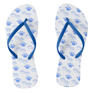 Light Blue & White Paw Flip Flops