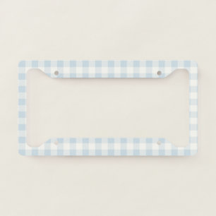 Light Blue White Plaid Stripes License Plate Frame