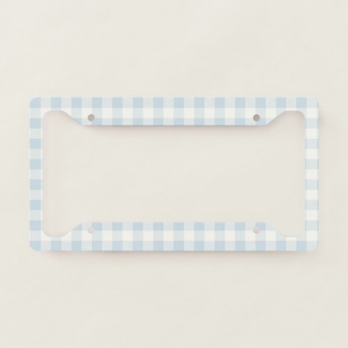 Light Blue White Plaid Stripes License Plate Frame