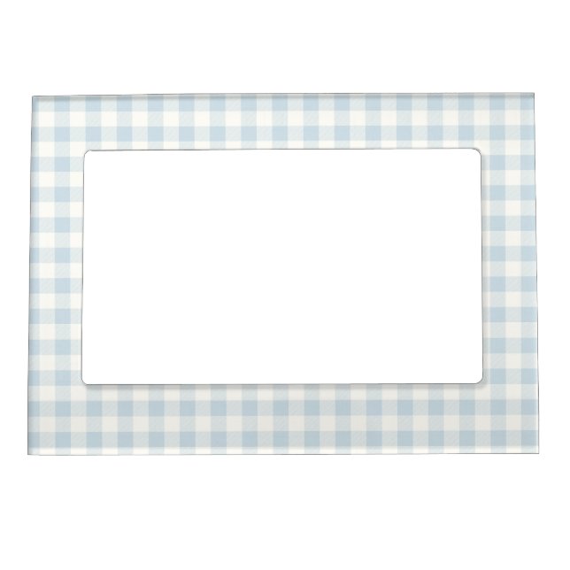 Light Blue White Plaid Stripes   Magnetic Frame (Front)