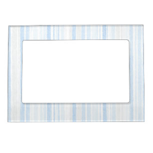 Light Blue White Plaid Stripes Magnetic Frame