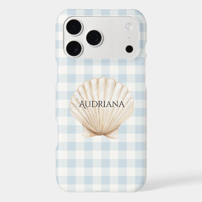 Light Blue White Plaid Stripes Shell Case-Mate iPhone Case (Back)