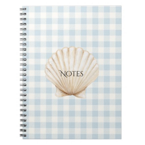 Light Blue White Plaid Stripes Shell Notebook