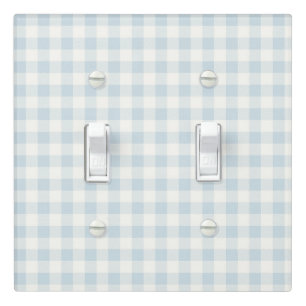 Light Blue White Plaid Stripes Switch Cover
