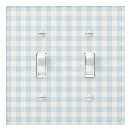 Light Blue White Plaid Stripes Switch Cover