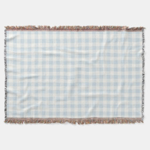 Light Blue White Plaid Stripes Throw Blanket
