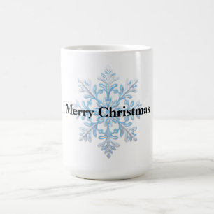 Light Blue White Snowflake Christmas Coffee Mug