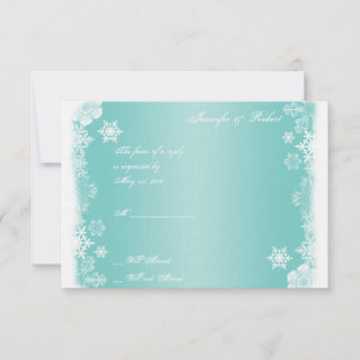 Light Blue White Snowflake Wedding Response Card